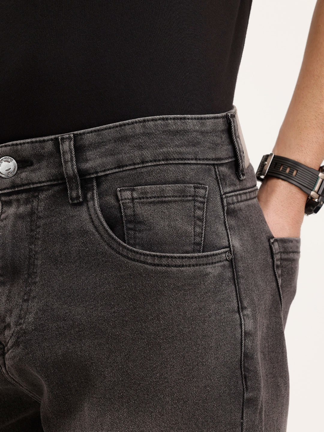 Faded Relaxed Fit Denim Jeans | Dark Grey