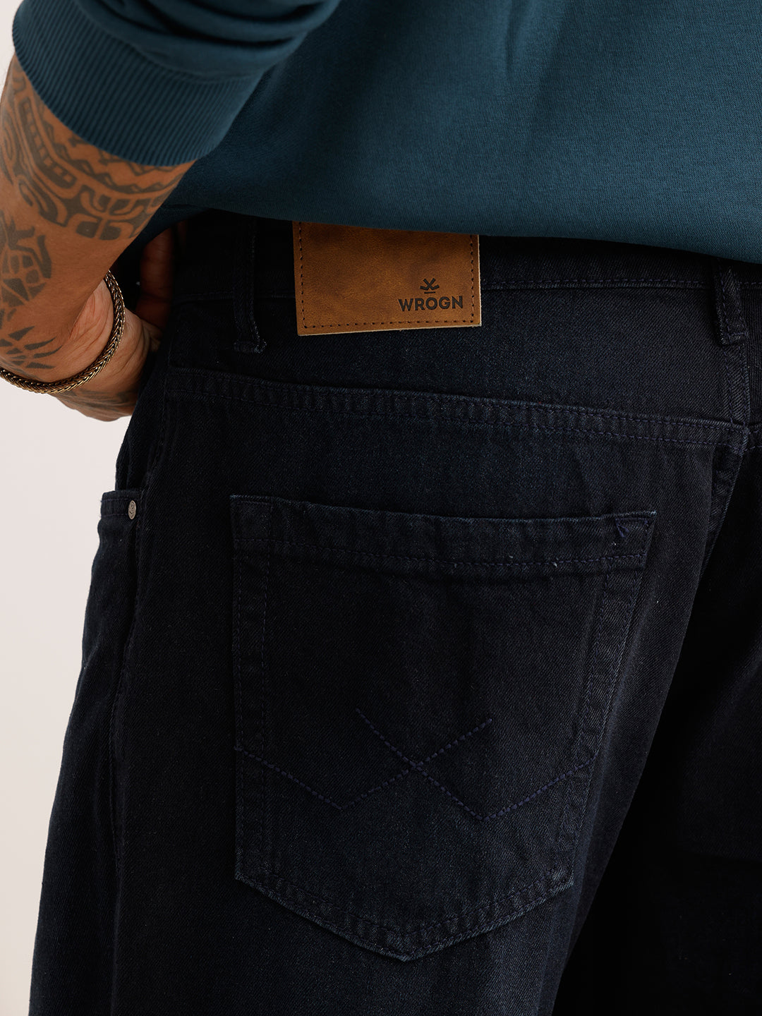 Solid Loose Fit Denim Jeans | Dark Blue