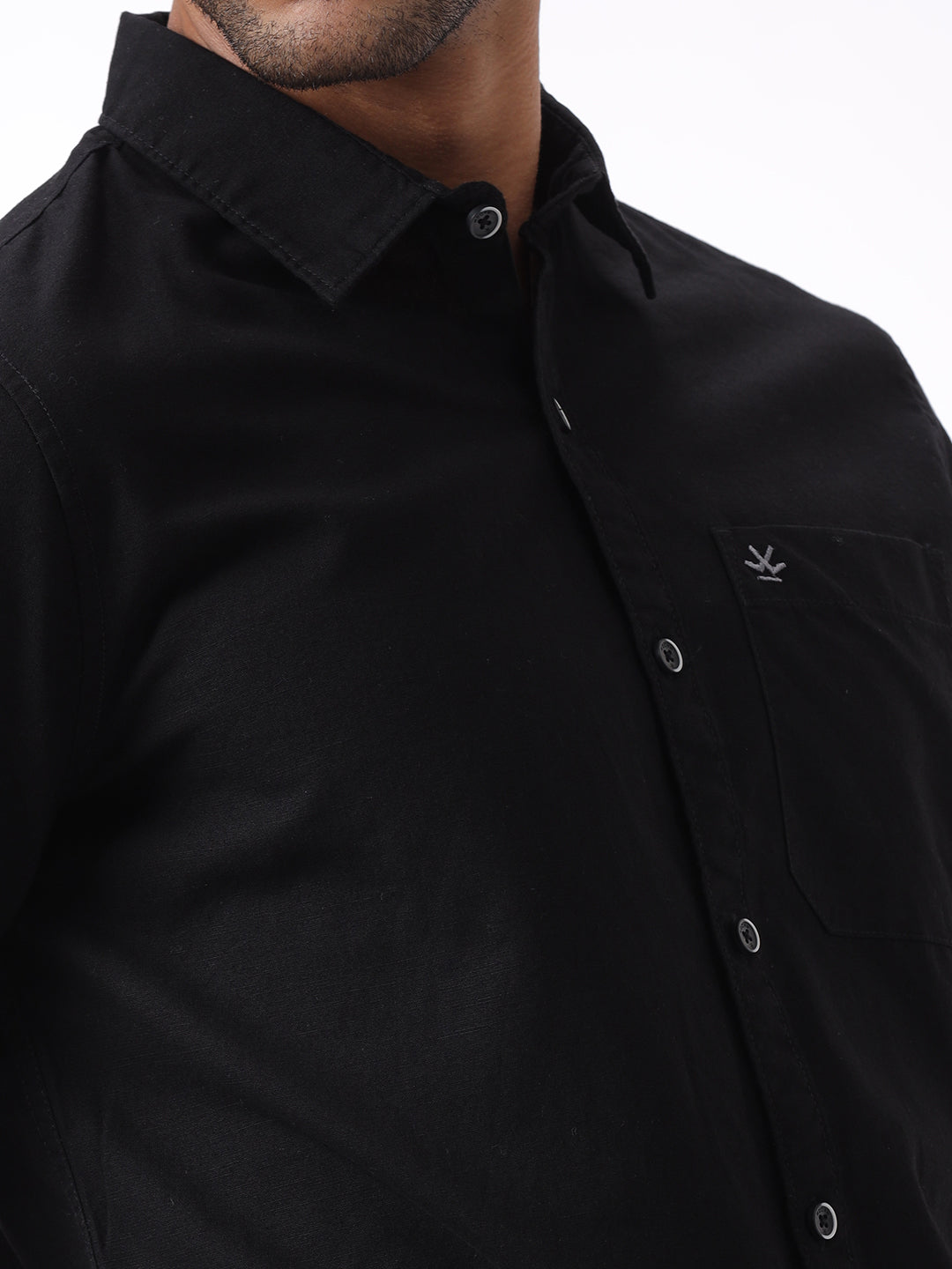 Black Short Sleeve Cotton Shirt