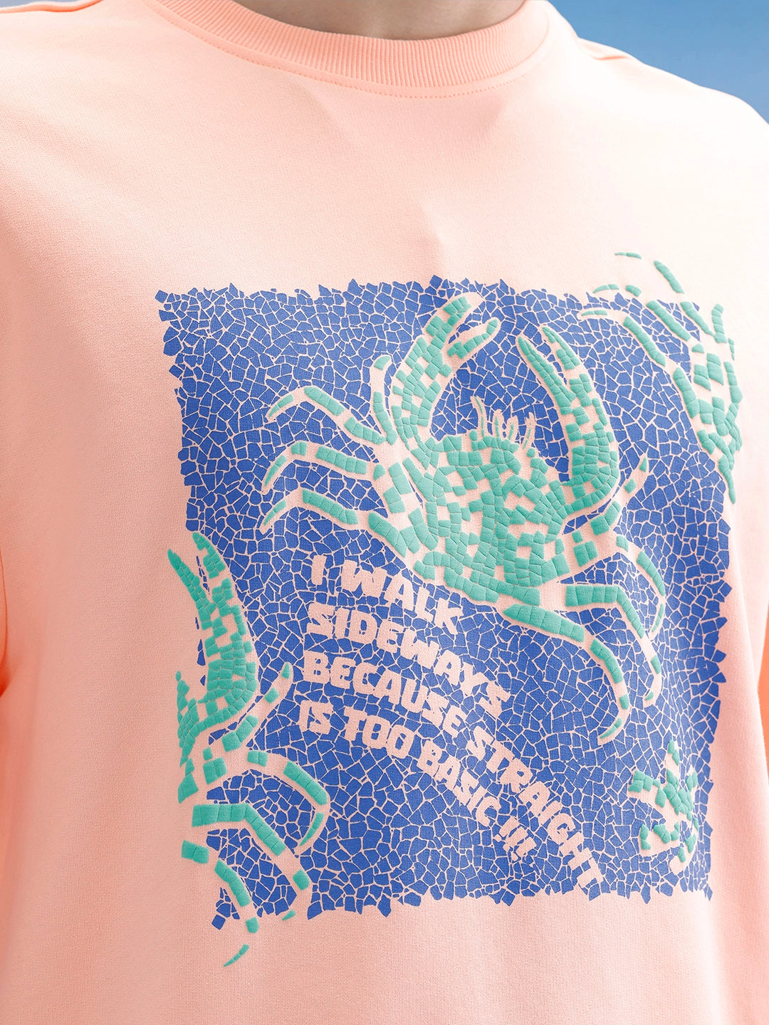 Oversized Fit Puffer Printed T-Shirt | Peach