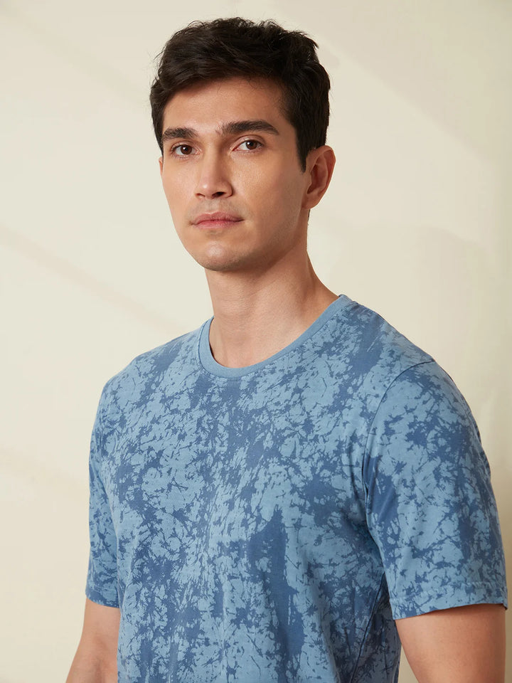 Washed Look AOP T-Shirt | Blue