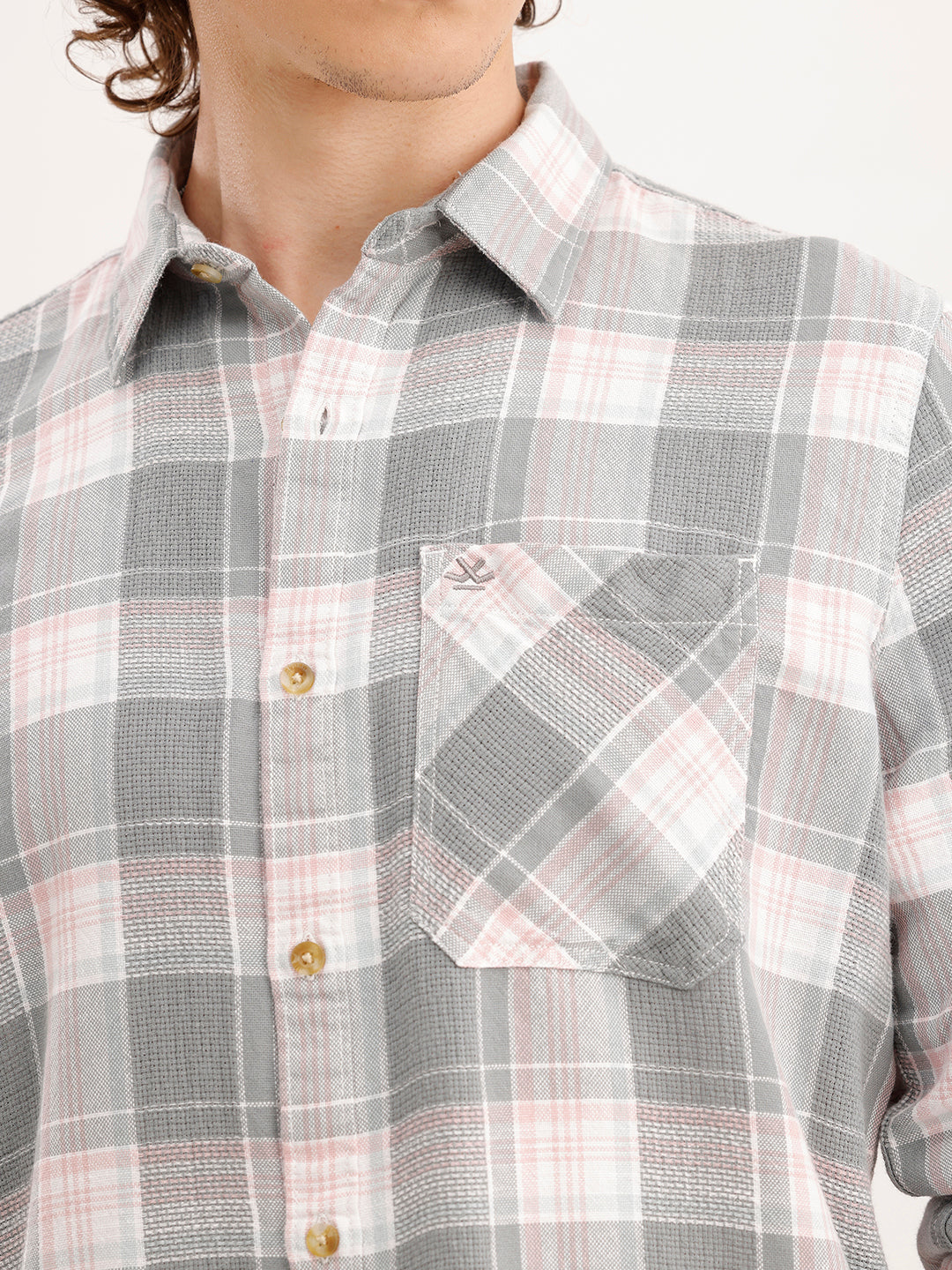 Slim Fit Textured Shirt  | Grey