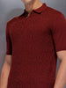 Men's slims fit polo with self design fabric | Maroon