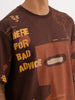 Oversized Placement Printed T-Shirt | Brown
