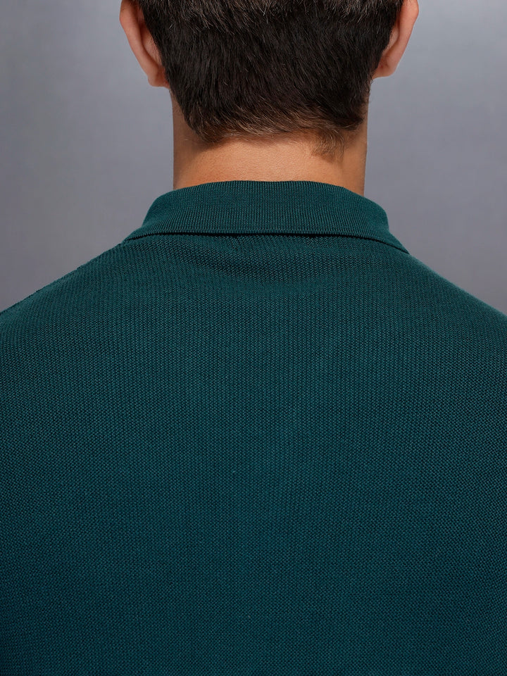 Men’s solid knit polo | Green