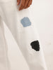 Classic Distressed Patch Detail Denim Jeans | White