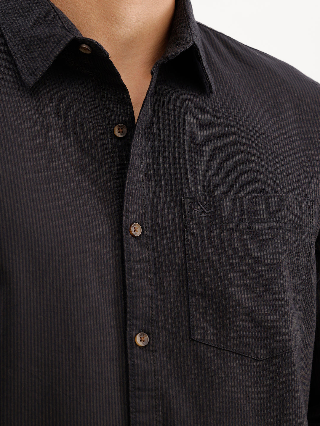 Classic Regular Fit Striped Shirt  | Brown