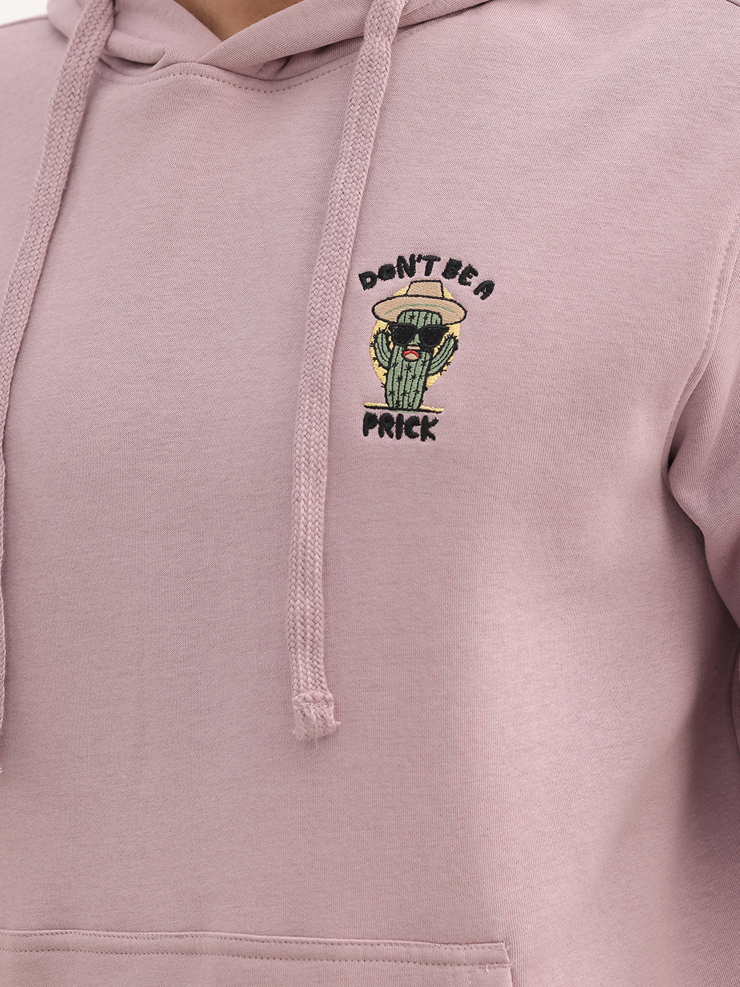 Comfort Fit Embroidered Patch Hooded Sweatshirt | Pink