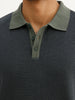 Classic Contrast Collar Knitted T-Shirt | Blue