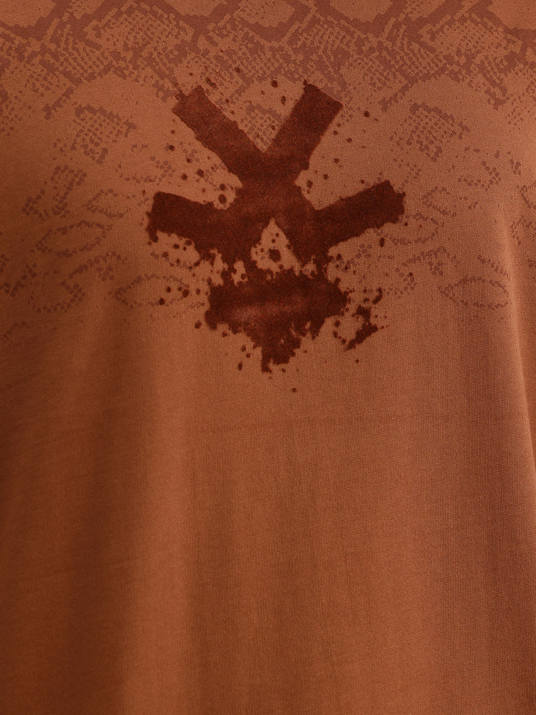 Oversized Placement Flock Printed T-Shirt | Brown