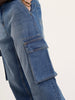Loose Fit Cargo Denim Jeans | Light Blue