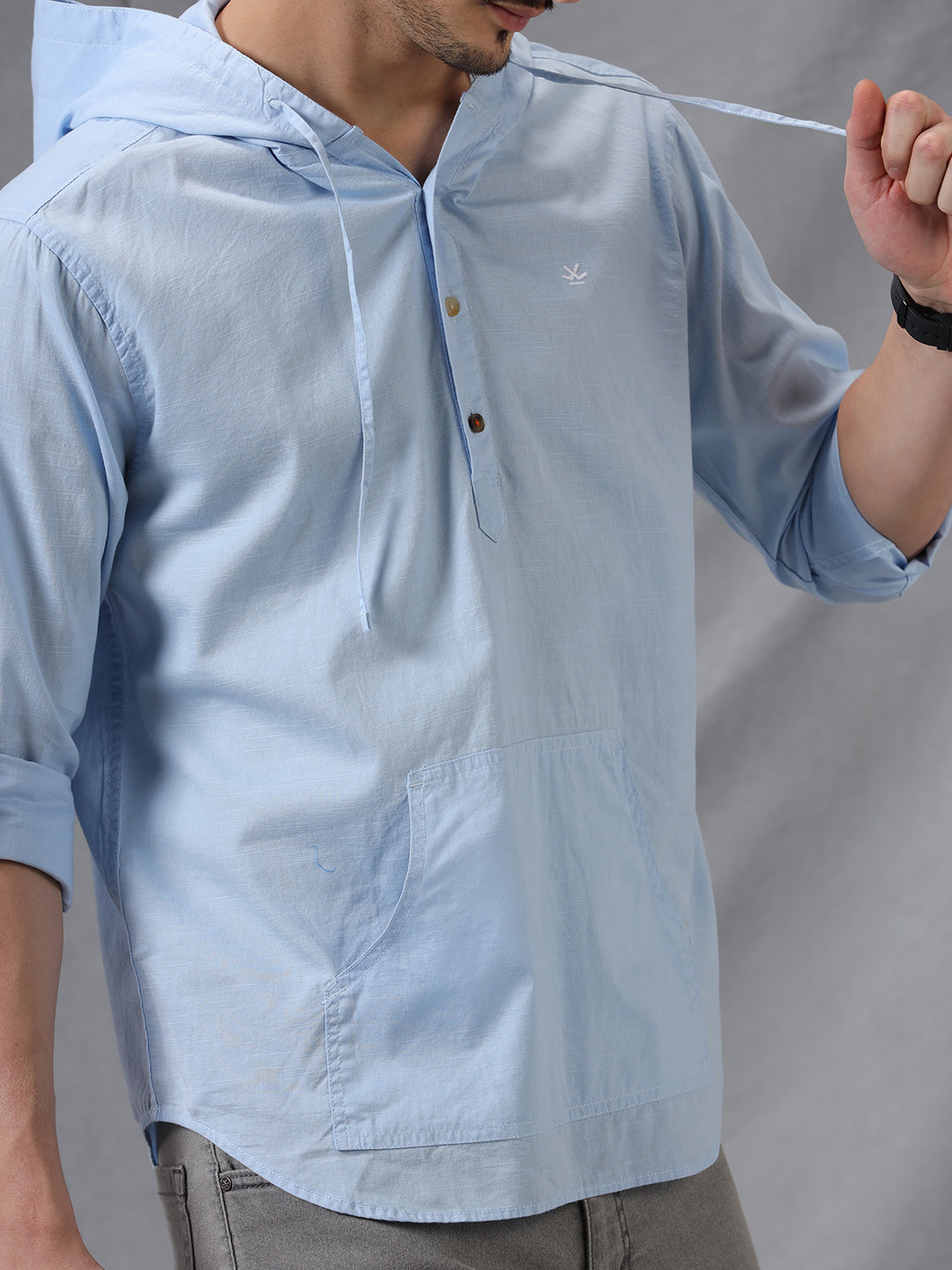 Hooded Trend Classic Blue Shirt