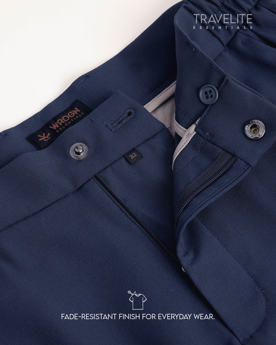 Travelite Straight Fit Trousers | Essential |  Navy Blue