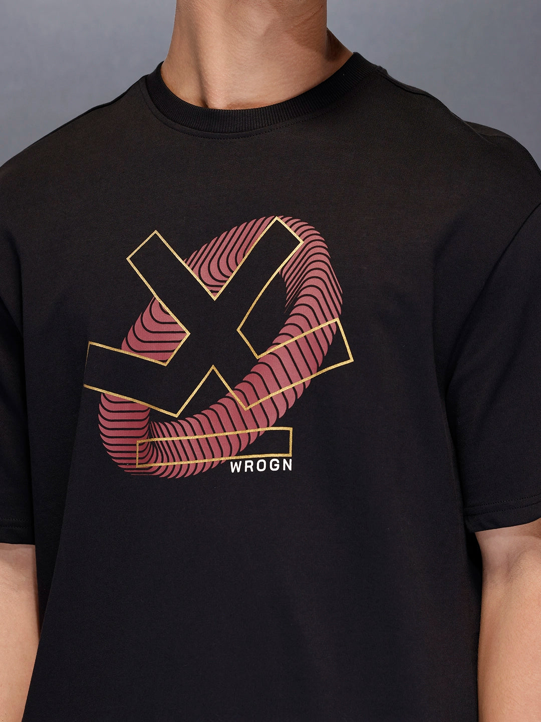 Men’soversize statement print t-shirt | Black
