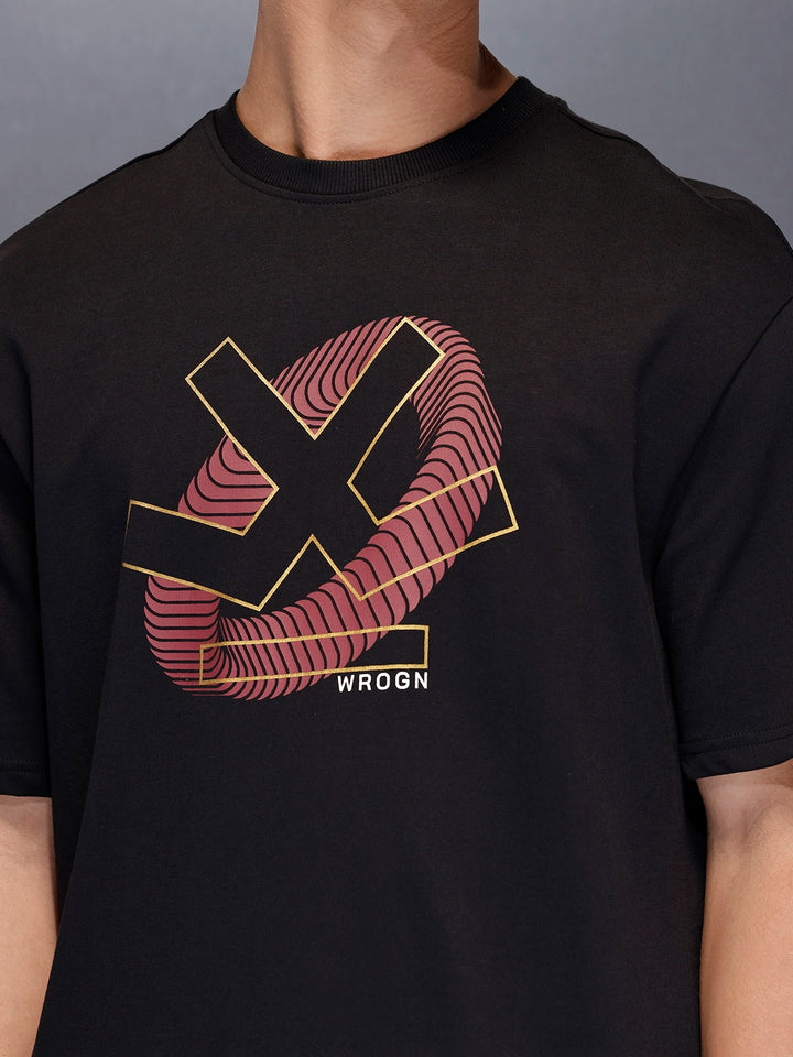 Men’soversize statement print t-shirt | Black