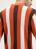 Slim Fit Striped Flat Knit Polo T-Shirt | Rust