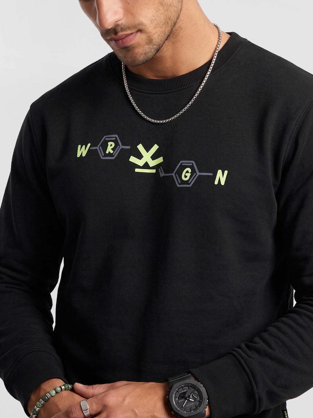 Classic Placement Printed Sweatshirt | Black