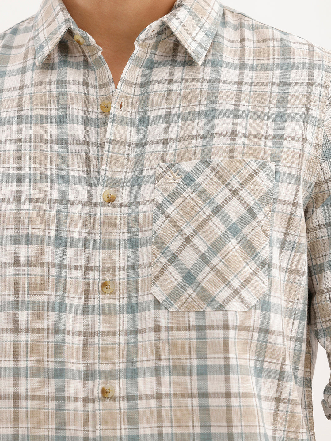 Regular Fit Checkered Shirt  | Teal