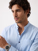 Solid Slim Fit Mandrin Collar Shirt | Blue