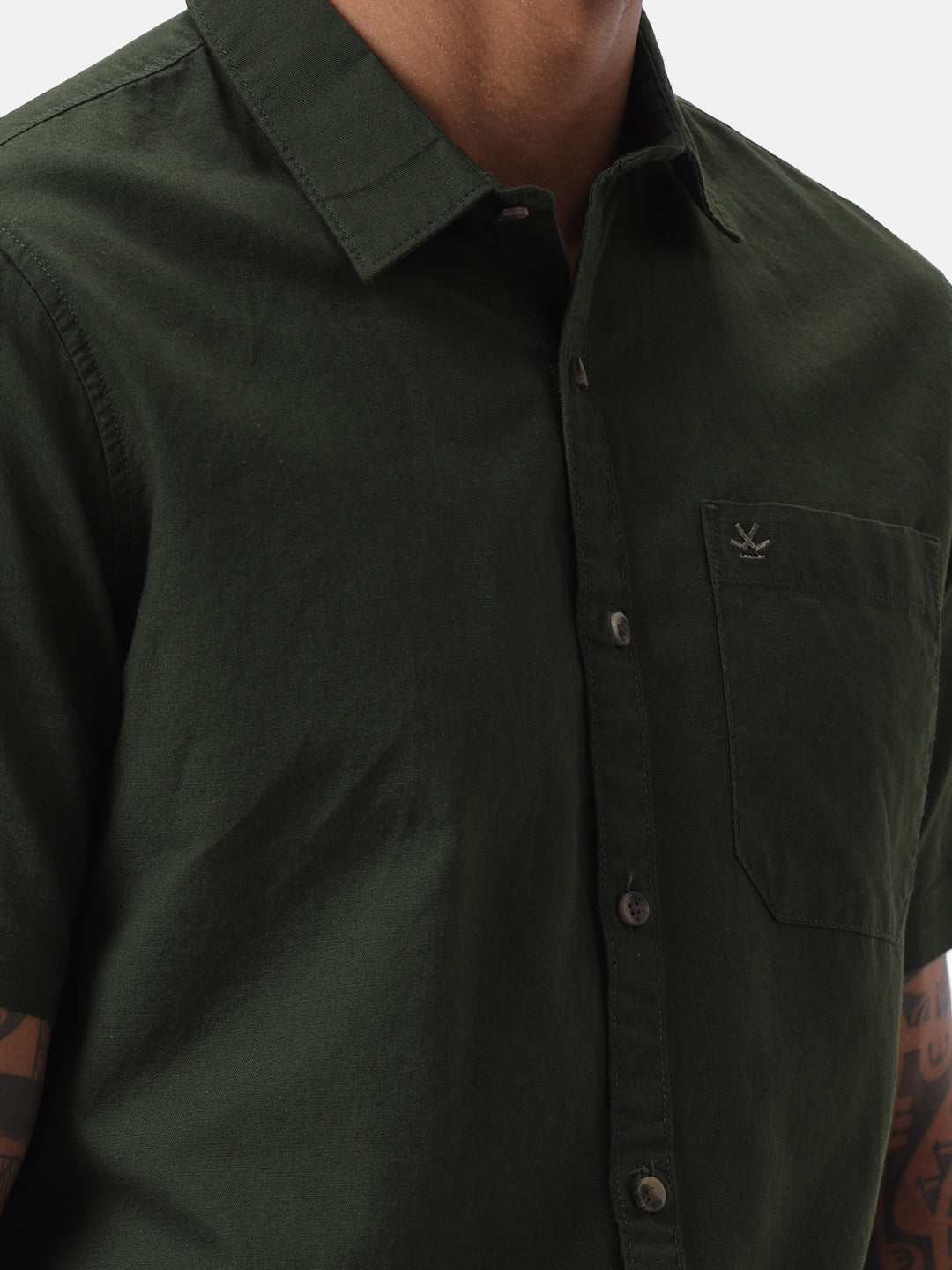 Dark Olive Half Sleeve Shirt