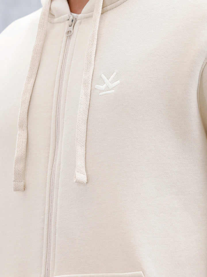 Men’s Solid Zip-Up Hoodie Sweatshirt | Tapioca