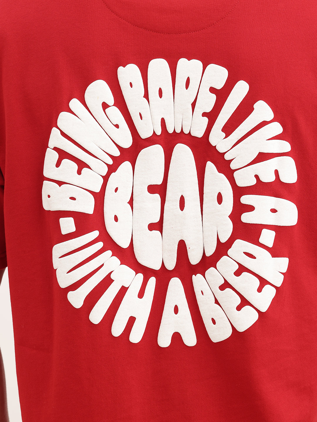 Classic Oversized Puff Printed T-Shirt | Red