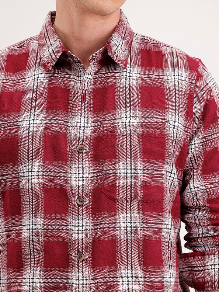 Slim Fit Checkered Shirt | Red