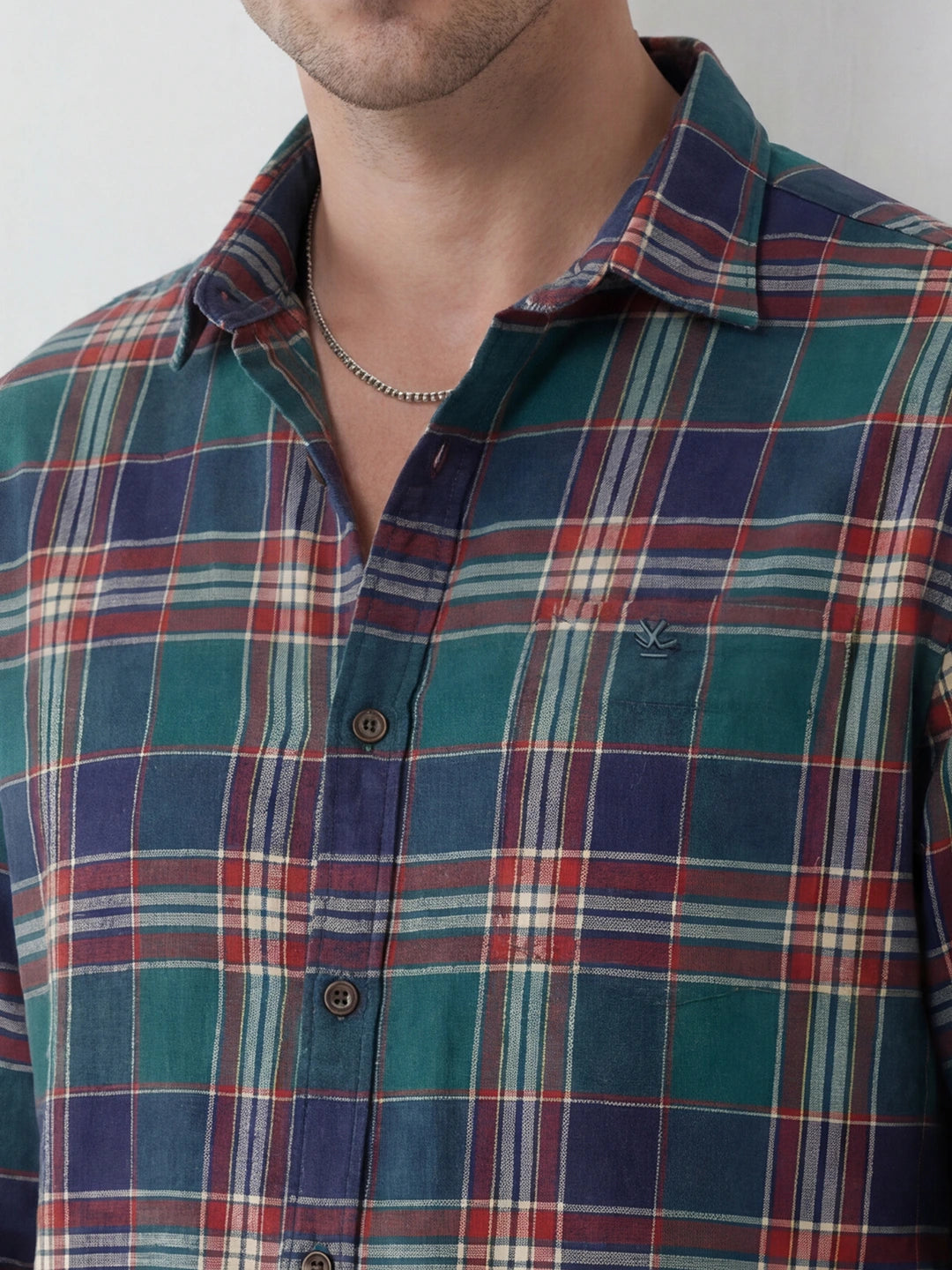 Comfort Fit Checkered Shirt | Navy Blue