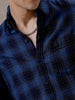 Abstract Checks Navy Blue Shirt