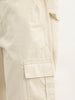 Solid Loose Fit Cargo Trouser | Beige