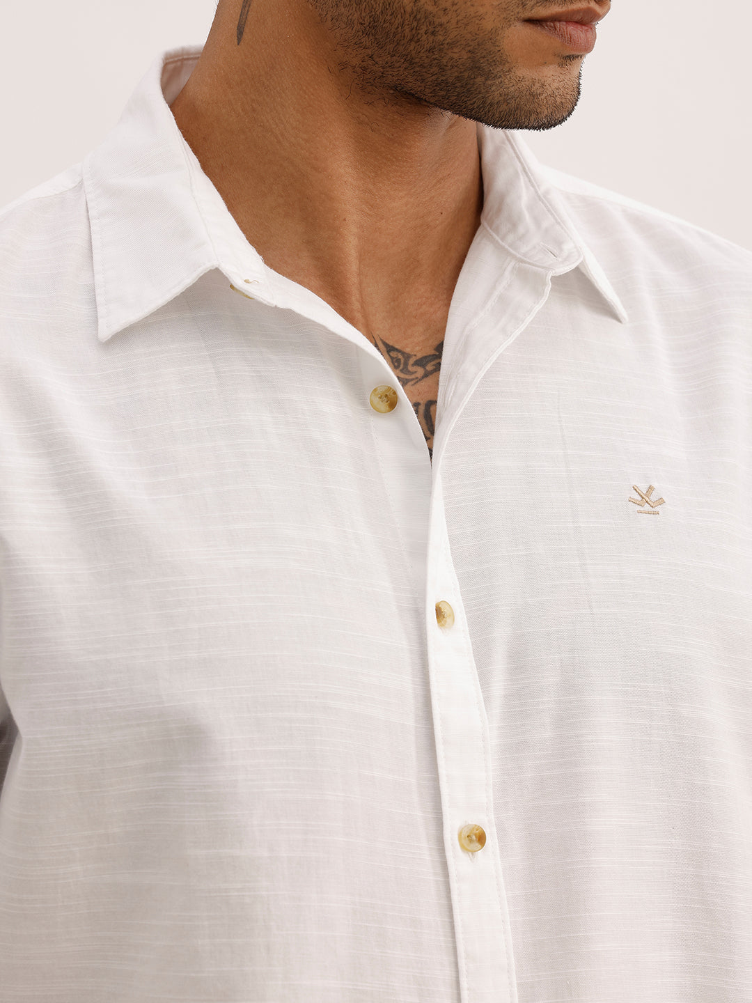 Textured Slim Fit 100% Cotton Shirt | Cream | WSH02FSSL7074W