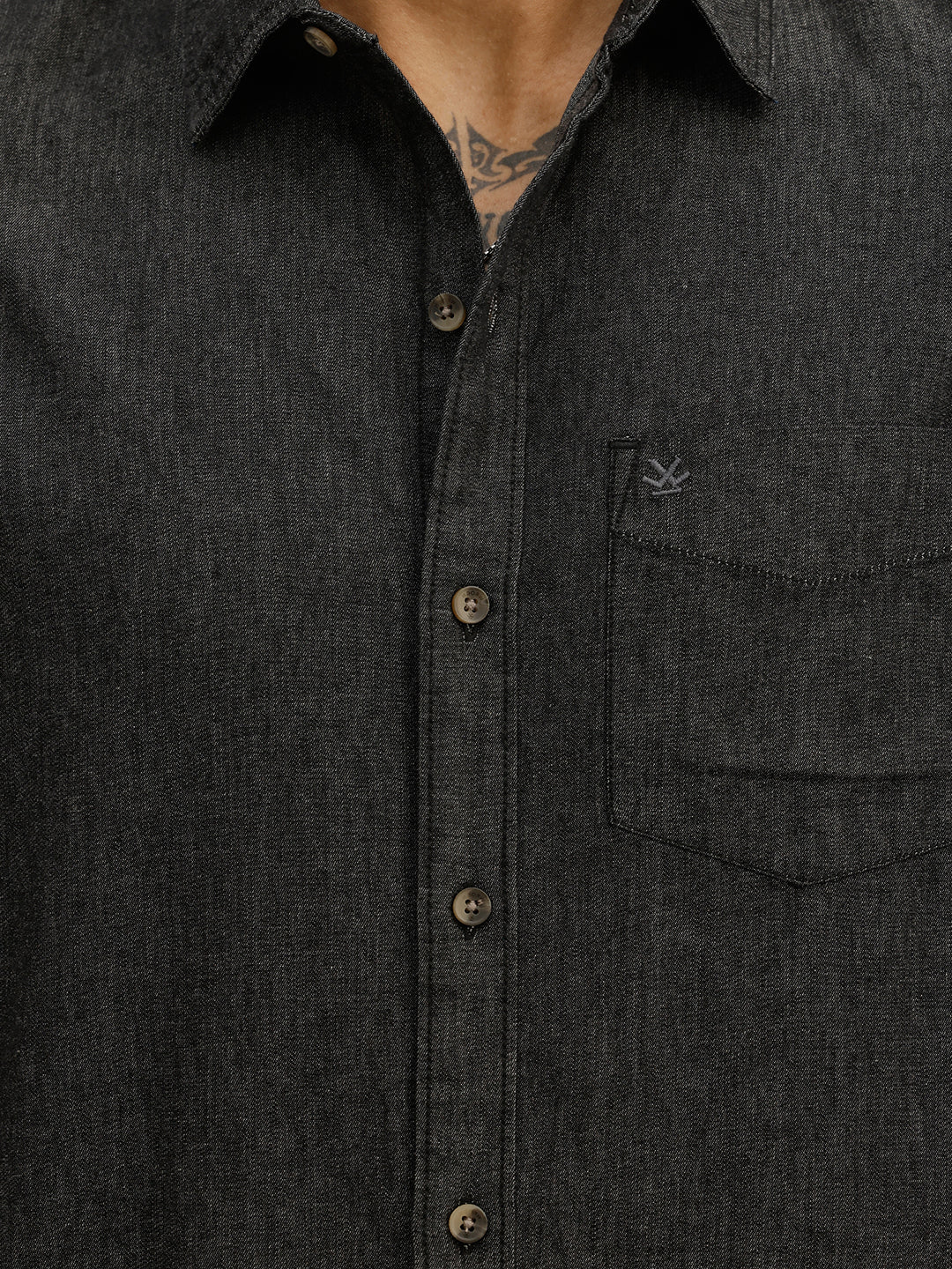 Solid Slim Fit Full Sleeve Shirt | Black