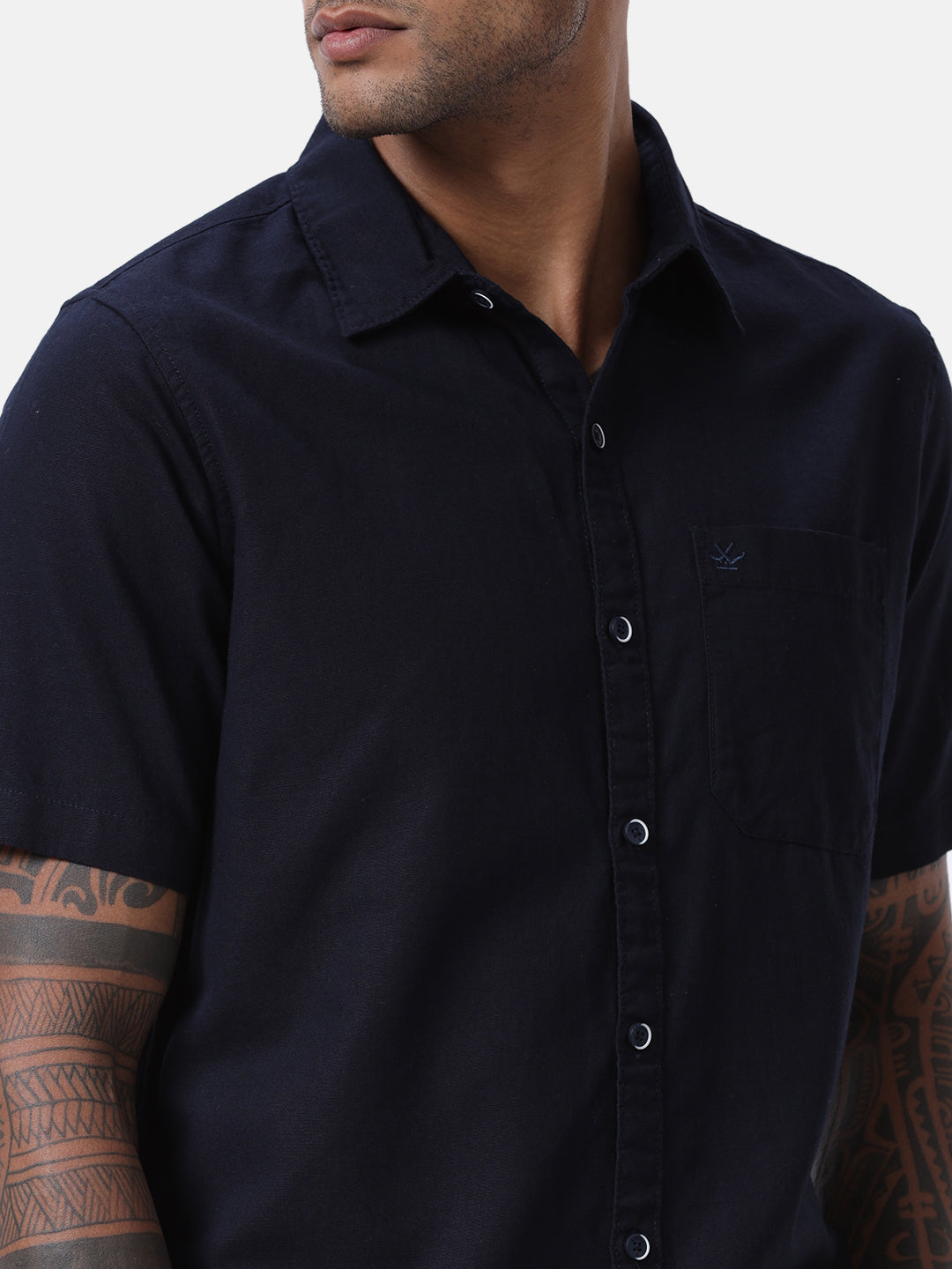 Navy Chic Half Sleeve Shirt