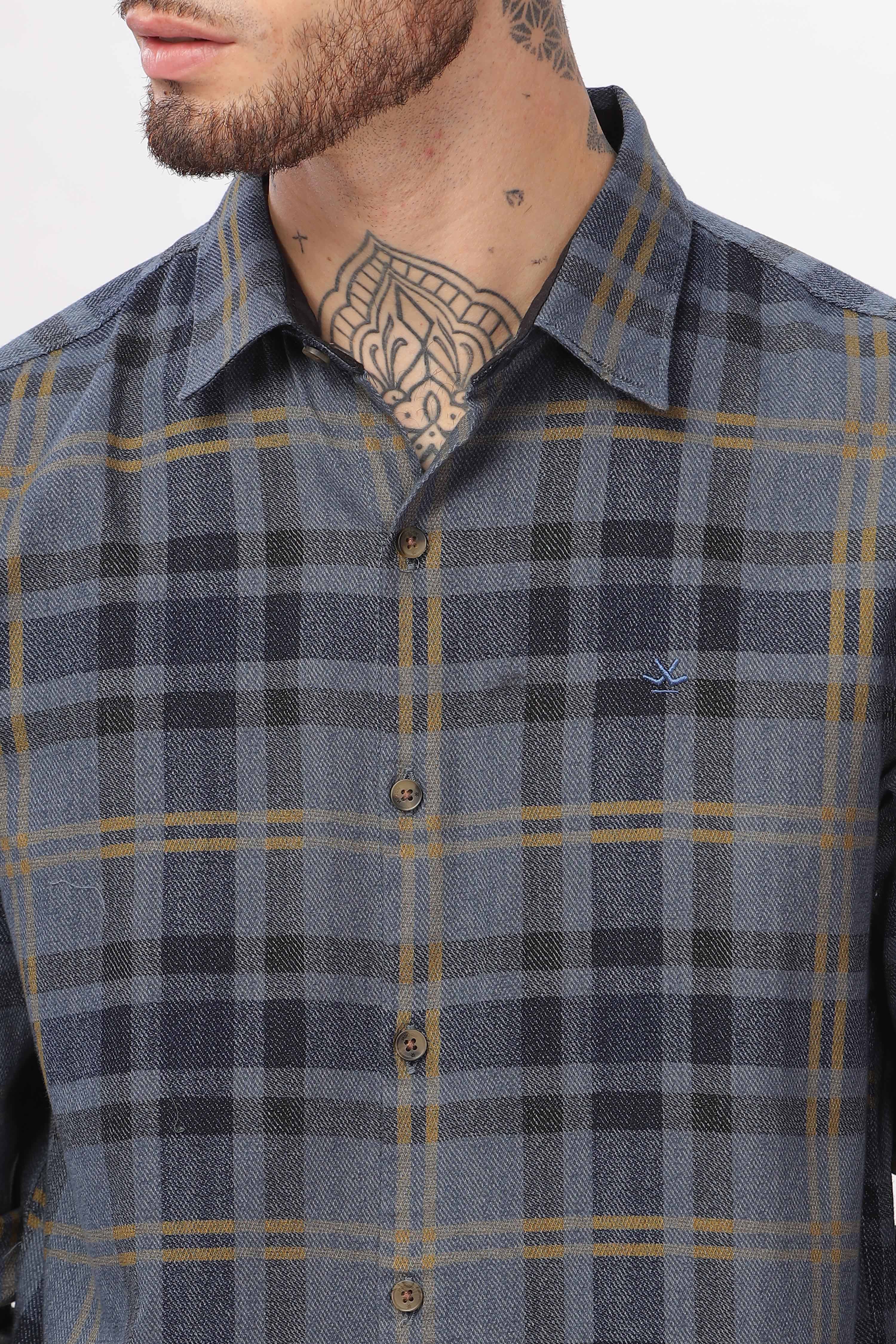 Blue Squares Checked Shirt