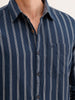 Regular Fit Full Sleeved Striped Shirt | Blue