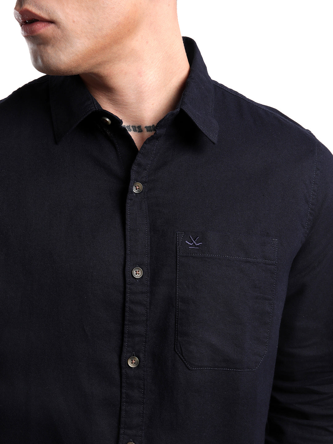 Spread Collar Solid Shirt