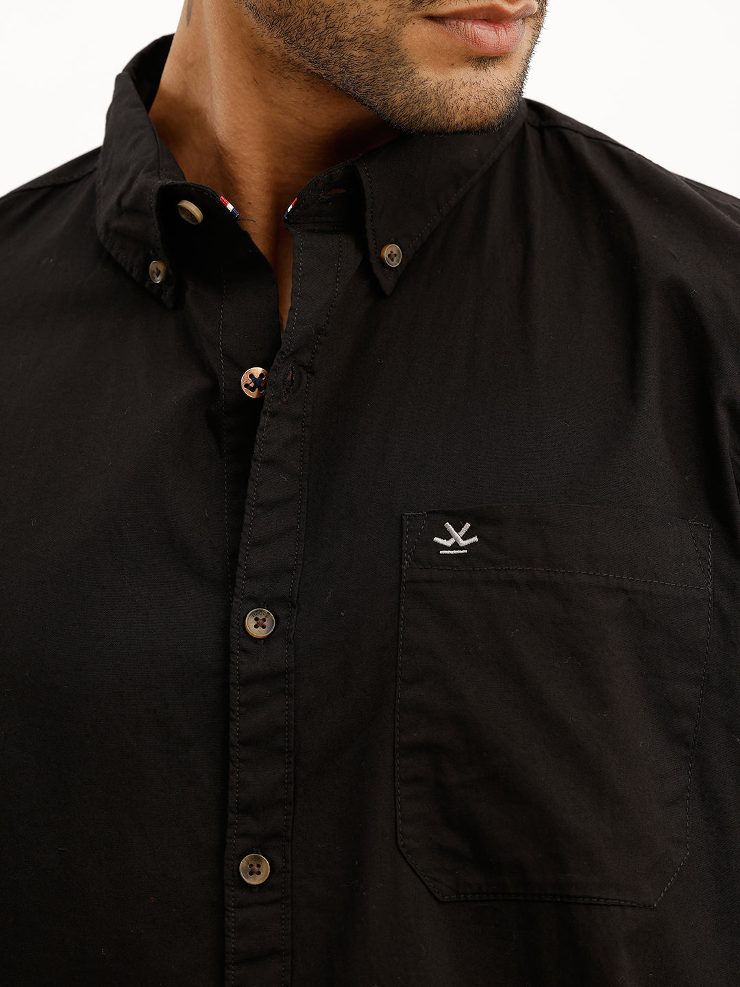 Solid Regular Fit Full Sleeve Shirt | Black