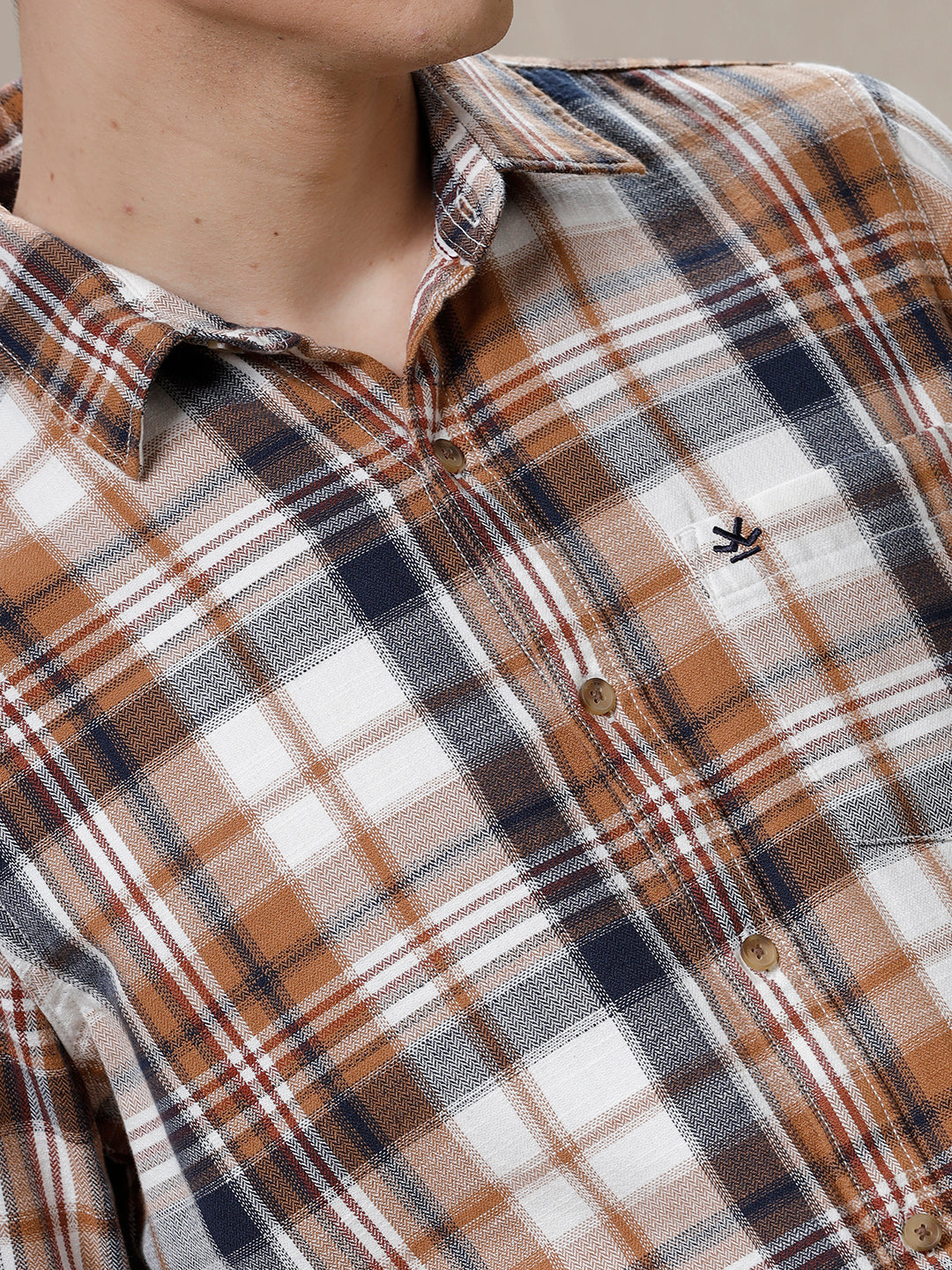 Bold Blocks Brown Checked Shirt