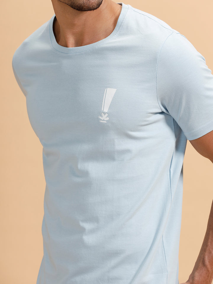 Placement Print Regular Fit T-Shirt | Light Blue