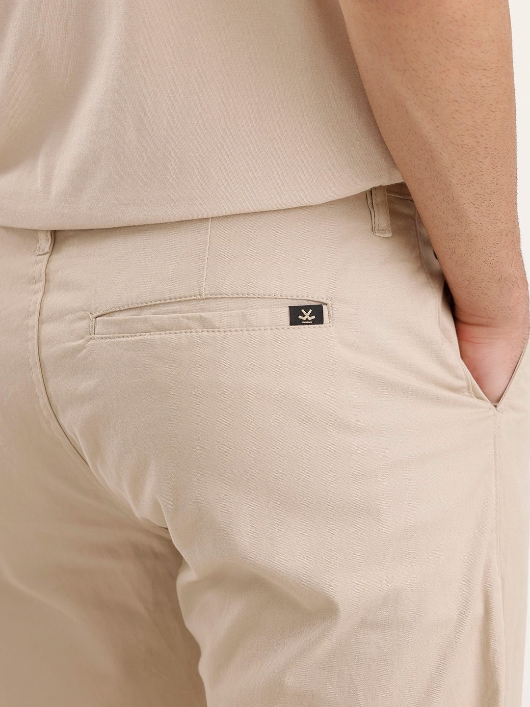Straight Fit Solid Chinos | Beige