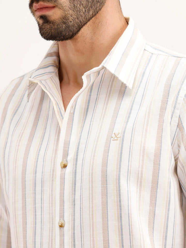 Slim Fit Striped Shirt | White