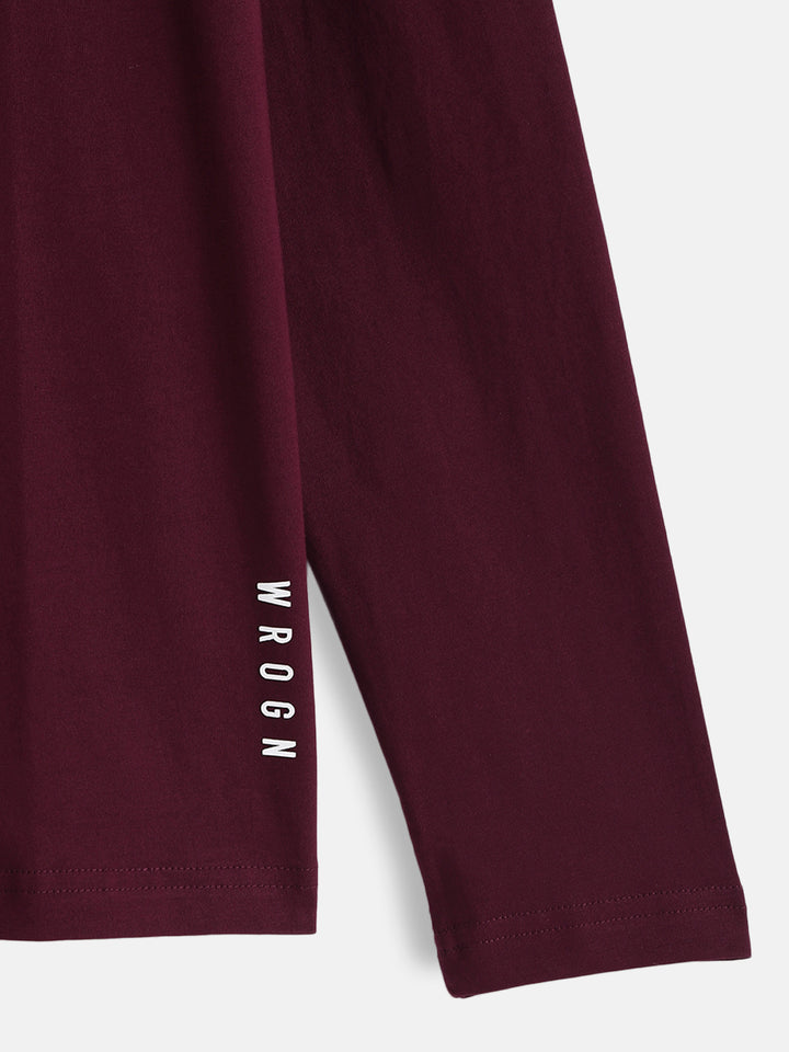 Placement Print Slim Fit Fit T-Shirt | Maroon