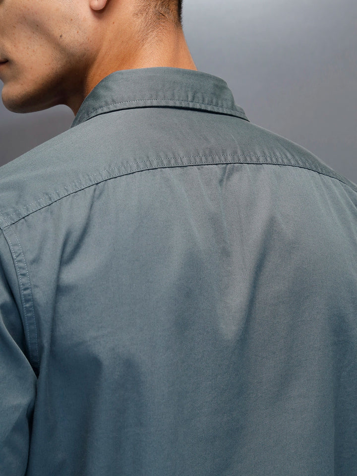 Men's Casual Cargo Double Pocket Shirt | Teal