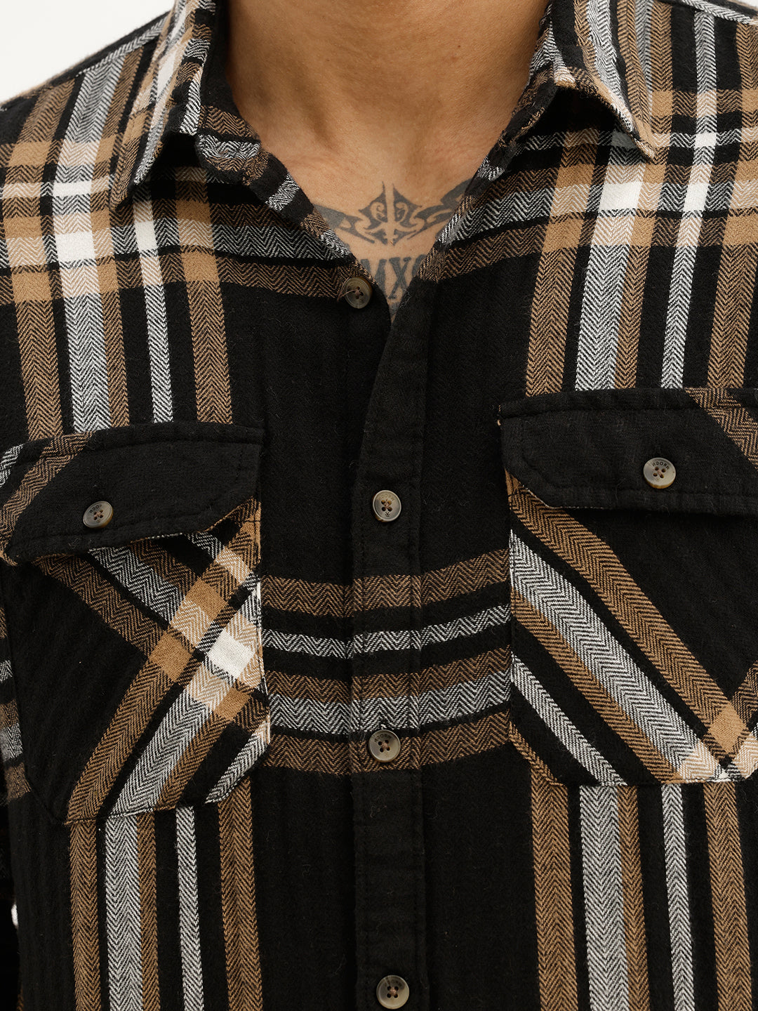Classic Slim Fit Checkered Shirt | Black