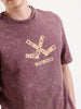 Washed Placement Printed Oversized T-Shirt   |  Maroon