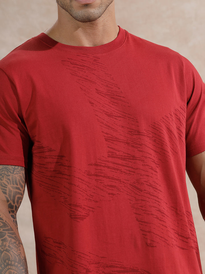 Hazy Logo Slim Fit T-Shirt | Red