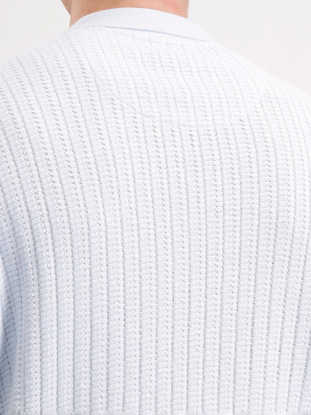 Textured Slim Fit Polo T-Shirt  | Light Blue