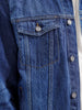Slim Fit Laser Printed Denim Trucker | Dark Wash