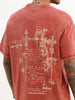 Oversized Washed Back Printed T-Shirt | Red
