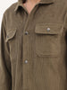 Solid Regular Fit Double Pocket Corduroy Jacket | Olive